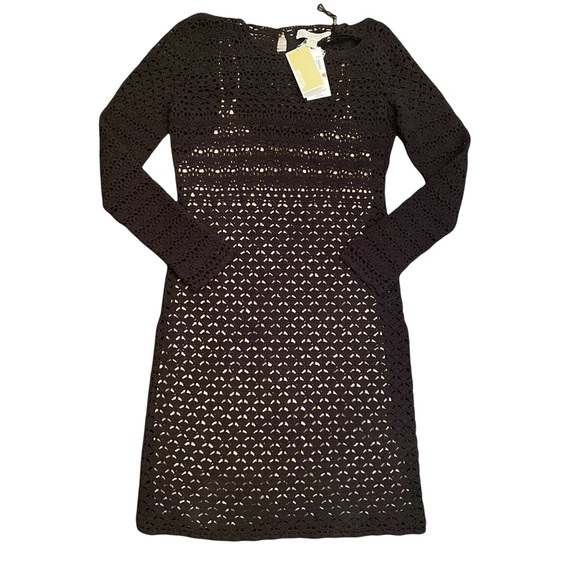 Michael Kors Dresses & Skirts - Michael Kors Crochet Sweater Dress Long Sleeve Black Small New